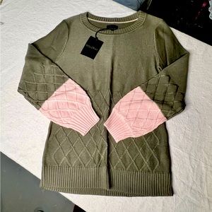 Goldray women’s color block sweater olive pink medium stitch fix, new with tags